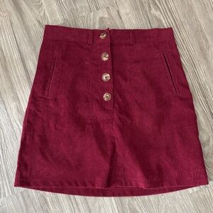 Elegant Burgundy Button-Up Skirt